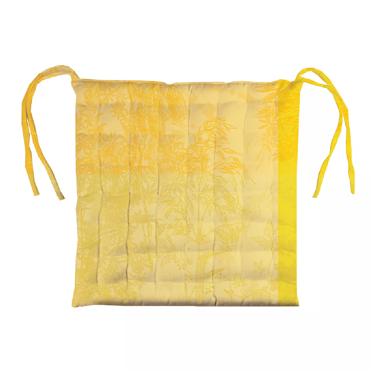 garnier thiebaut Galette de chaise pur coton enduit imperméable coloris jaune solaire Mille esprit jardin solaire