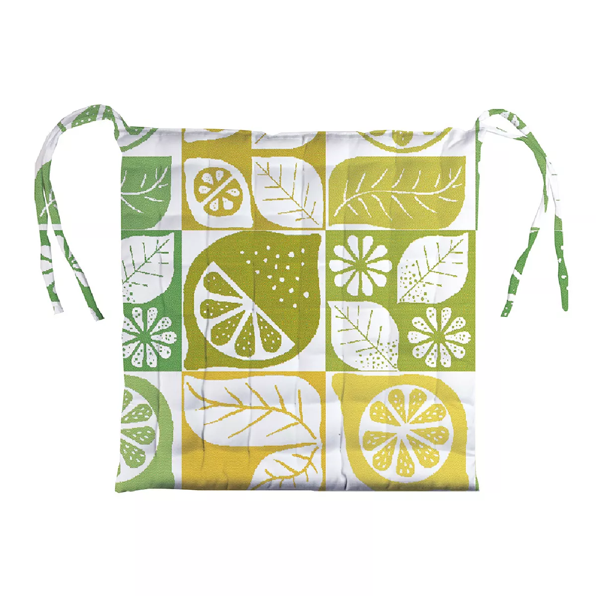 garnier thiebaut Galette de chaise pur coton enduit imperméable coloris jaune fresh Mille citrus fresh
