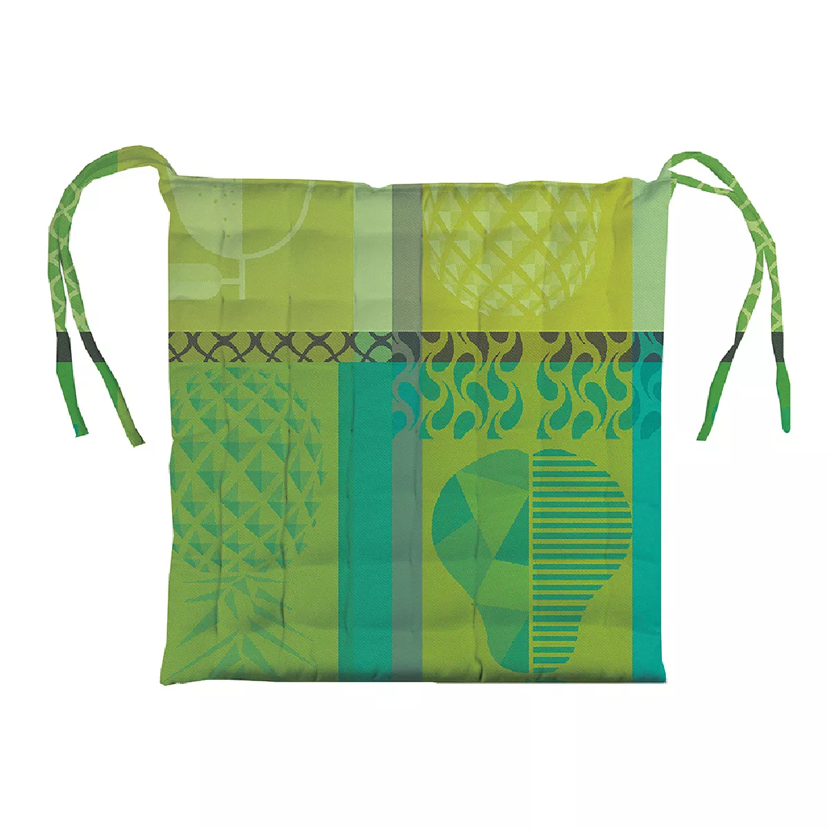 Garnier Thiebaut Galette De Chaise Pur Coton Enduit Imperméable Coloris Vert Lime Mille Fruits D Ete Lime