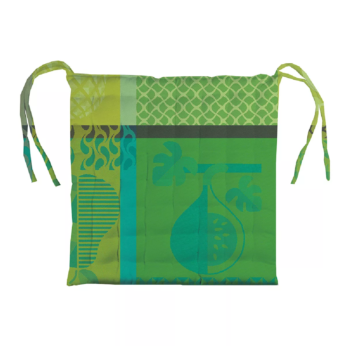 garnier thiebaut Galette de chaise pur coton enduit imperméable coloris vert lime Mille fruits d ete lime