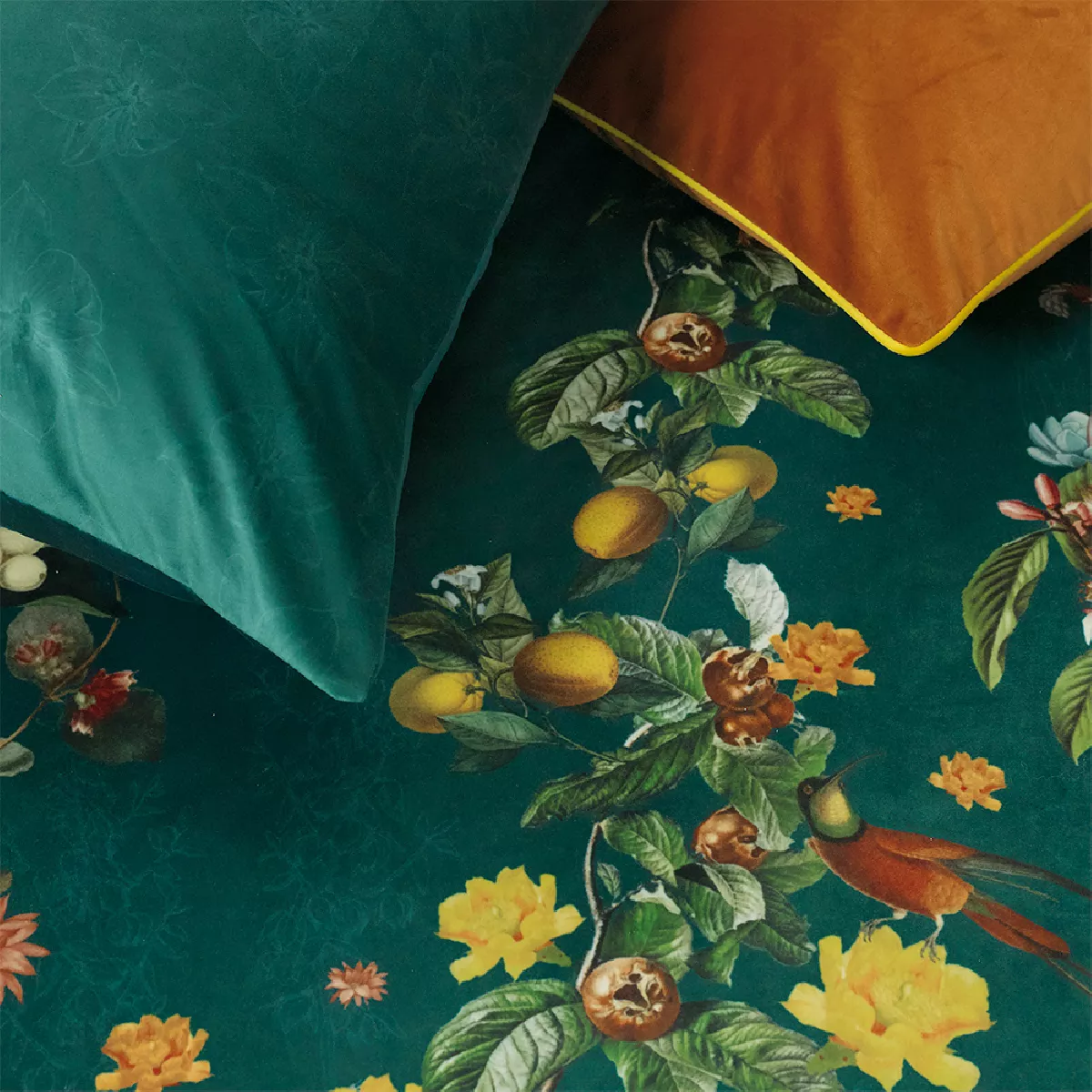 Garnier Thiebaut Housse De Couette Coton & Autres Fibres Coloris Vert Vert Canard Ete Indien Vert Canard