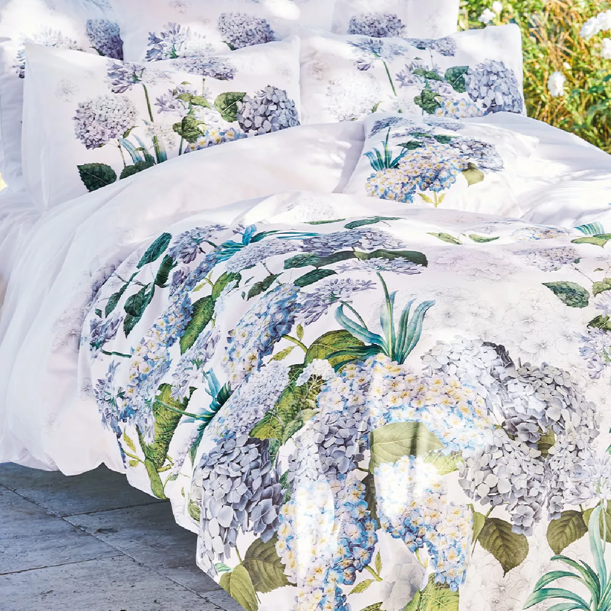 Garnier Thiebaut Housse De Couette Percale De Coton 80 Fils/cm² Coloris Multicolore Bleu Maelys Bleu