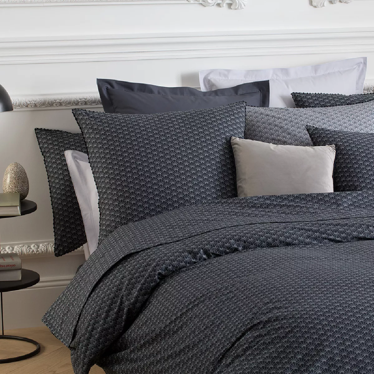Garnier Thiebaut Housse De Couette Percale De Coton 80 Fils/cm² Coloris Anthracite Graphite Osaka Graphite