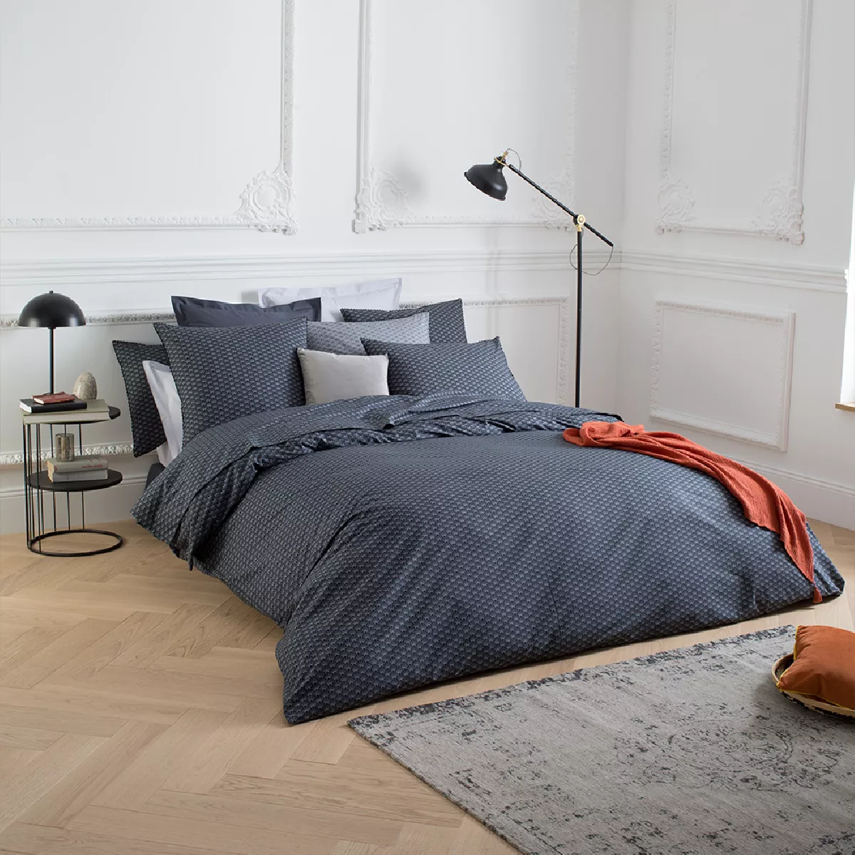 Garnier Thiebaut Housse De Couette Percale De Coton 80 Fils/cm² Coloris Anthracite Graphite Osaka Graphite