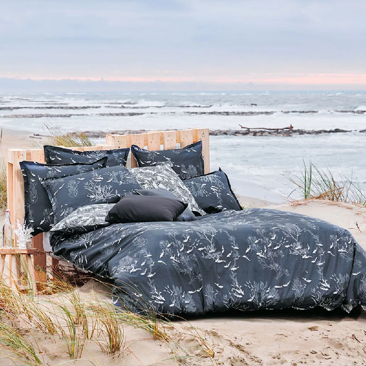 Garnier Thiebaut Housse De Couette Percale De Coton 80 Fils/cm² Coloris Bleu Encre Ocean Indien Encre
