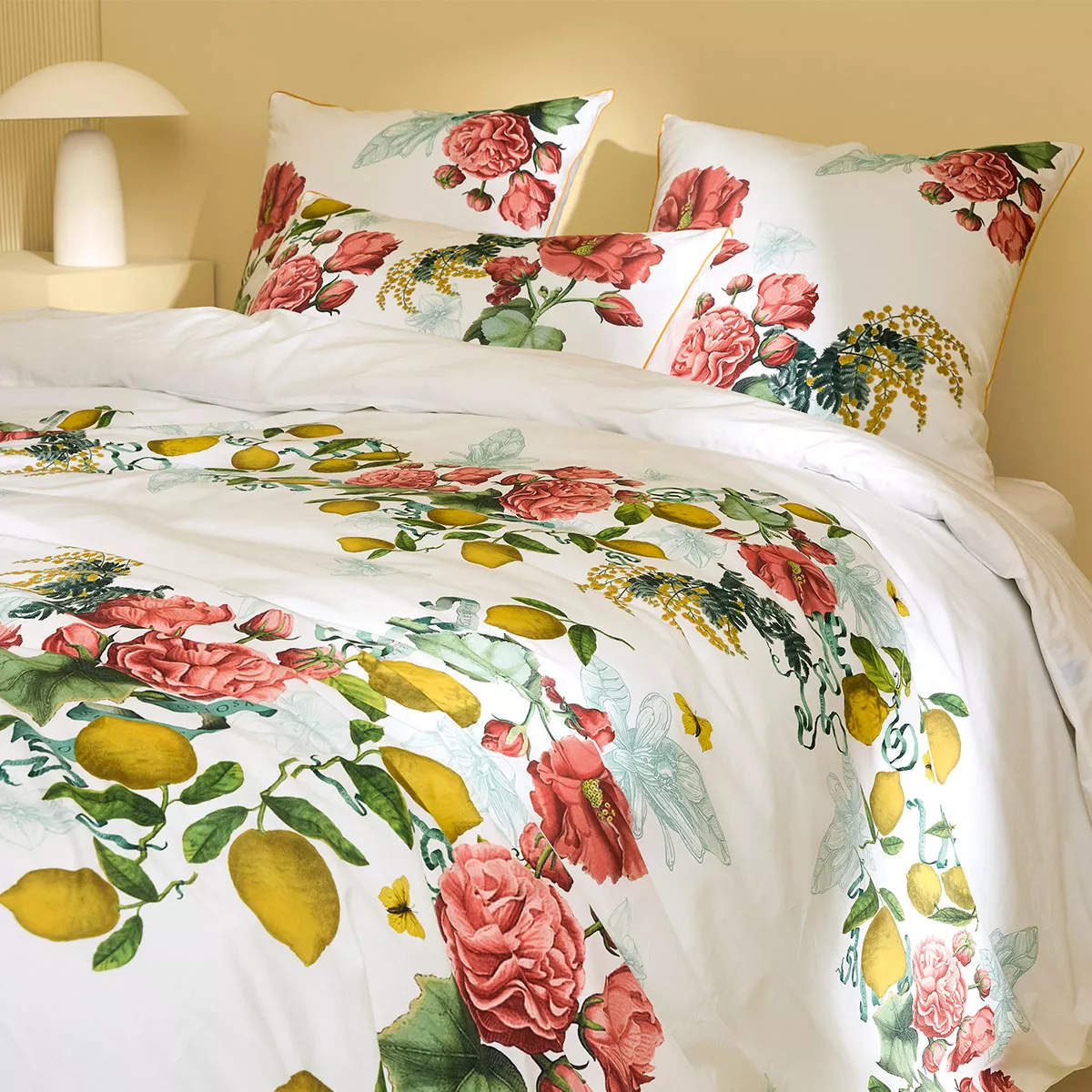 Garnier Thiebaut Housse De Couette Percale De Coton 80 Fils/cm² Coloris Rose Romance Citrons De Menton Romance