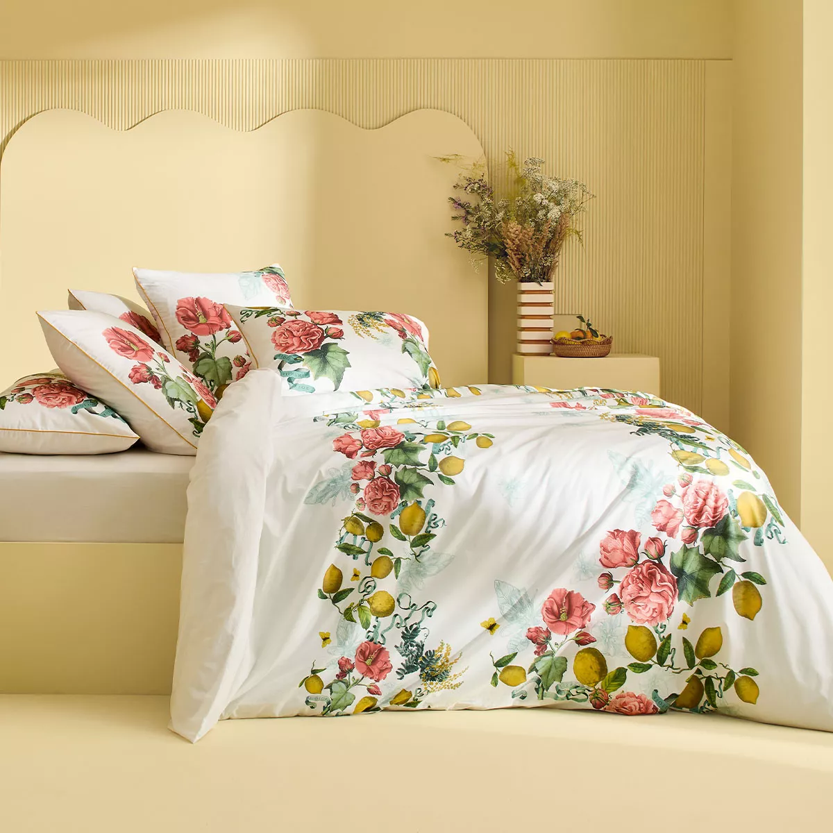garnier thiebaut Housse de couette percale de coton 80 fils/cm² coloris rose romance Citrons de menton romance