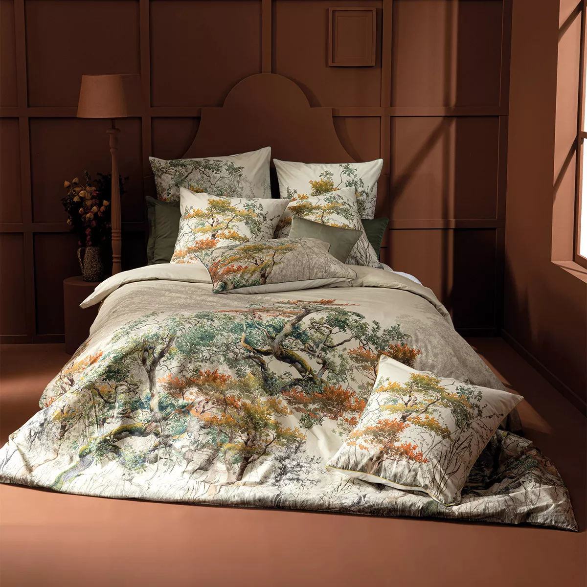 garnier thiebaut Housse de couette percale de coton 80 fils/cm² coloris multicolore parchemin Bois de mystere parchemin