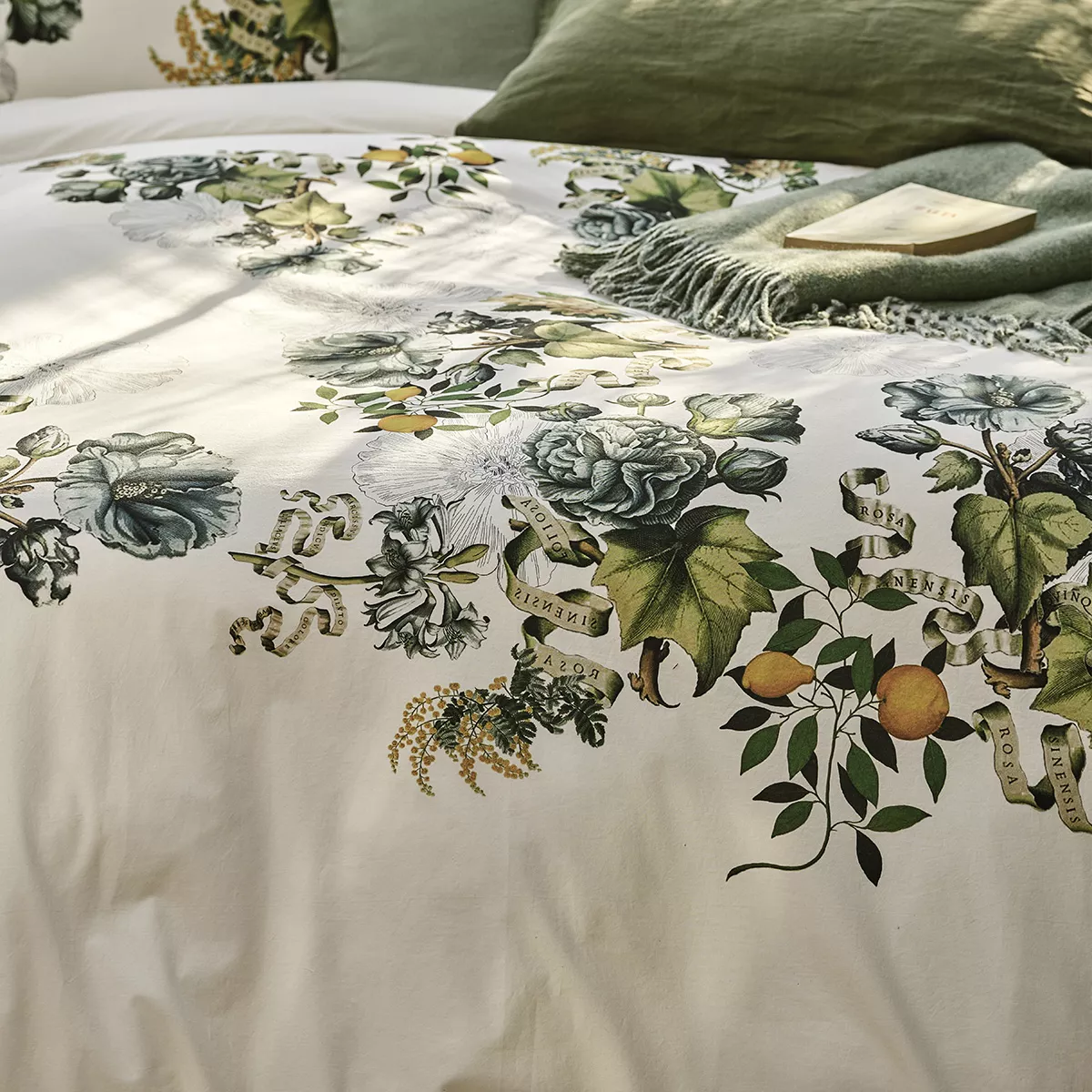 Garnier Thiebaut Housse De Couette Percale De Coton 80 Fils/cm² Coloris Vert Naturel Giardino Naturel