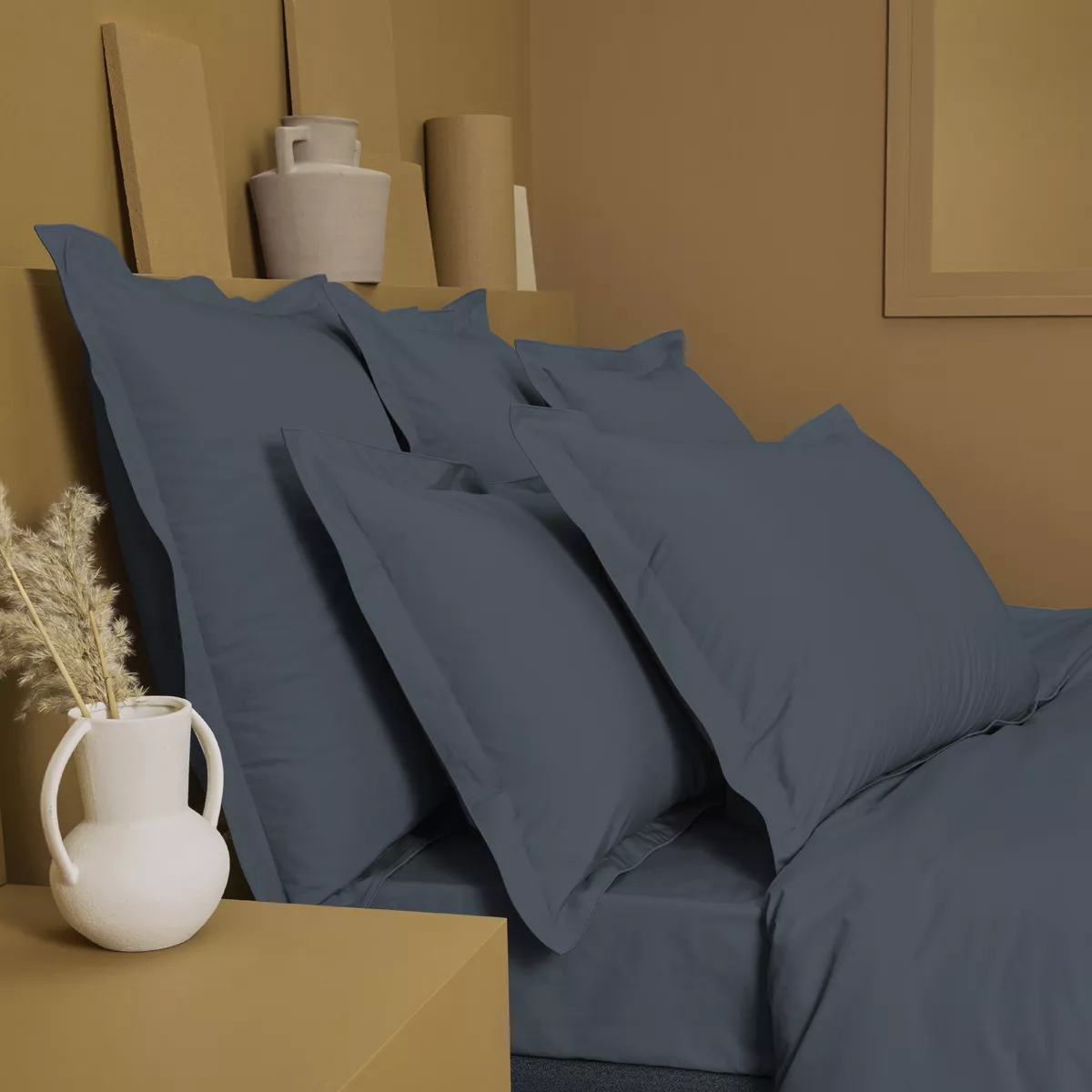 garnier thiebaut Housse de couette percale de coton 90 fils/cm² coloris bleu bleu Olana bleu
