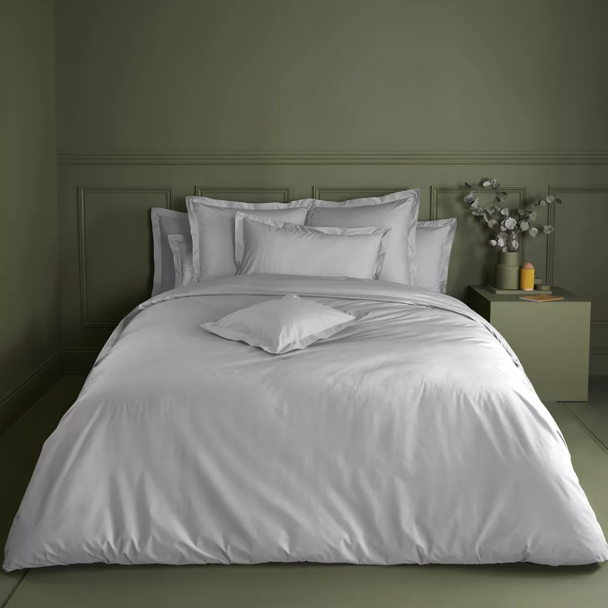 garnier thiebaut Housse de couette percale de coton 90 fils/cm² coloris gris platine Olana platine
