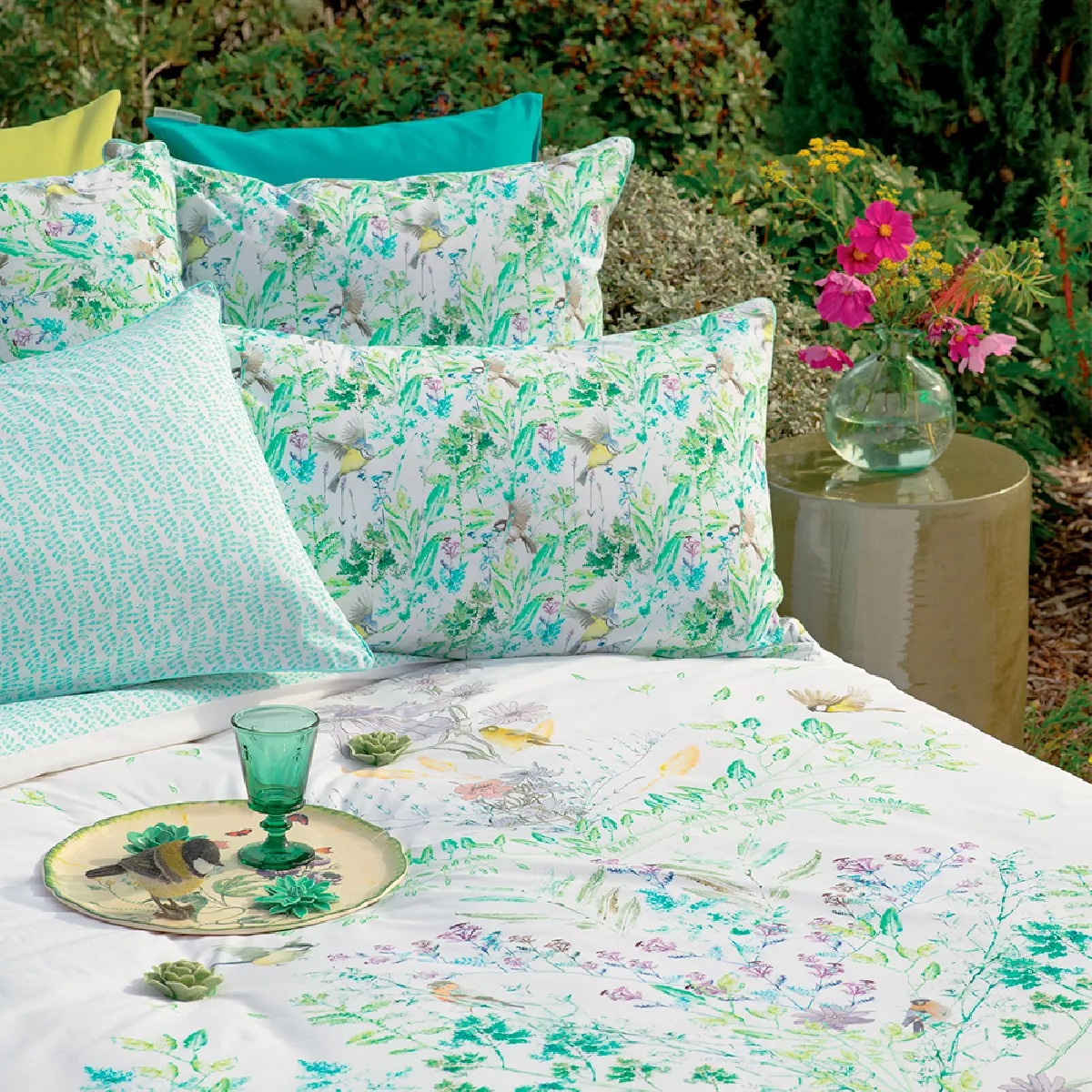 Garnier Thiebaut Housse De Couette Pur Coton Bio Coloris Multicolore Printemps Jardin Vagabond Printemps