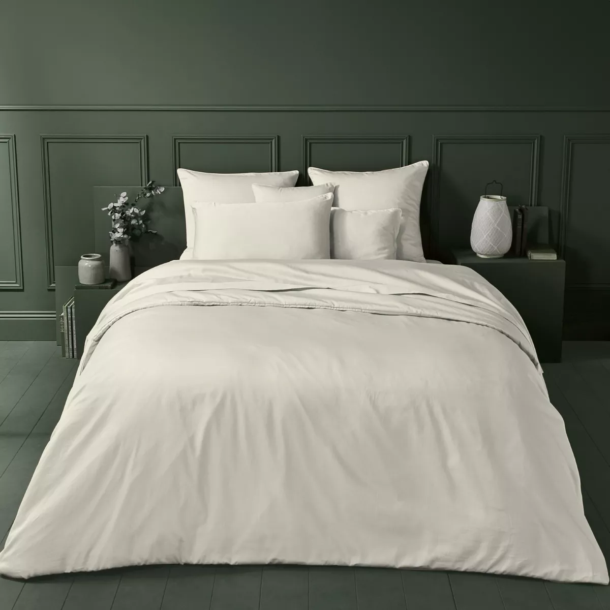 garnier thiebaut Housse de couette satin de coton 120 fils/cm² coloris ivoire angora Ava uni angora