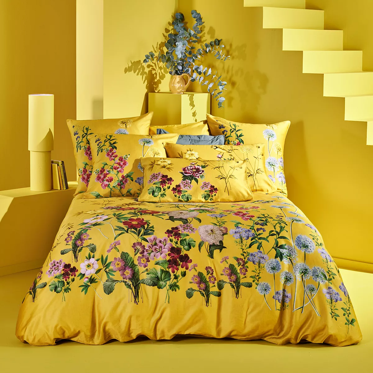 Garnier Thiebaut Housse De Couette Satin De Coton 120 Fils/cm² Coloris Jaune Curry Mesanges Curry