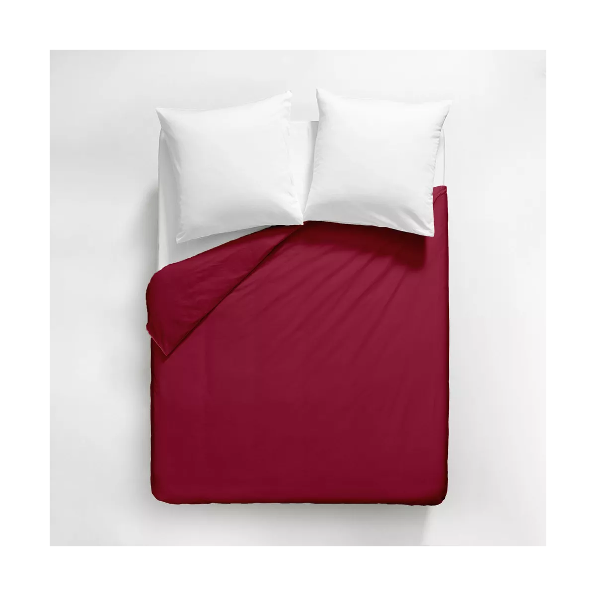 Garnier Thiebaut Housse De Couette Satin De Coton 120 Fils/cm² Coloris Rouge Dahlia Ava Uni Dahlia