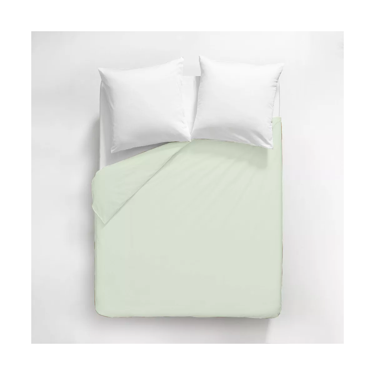 Garnier Thiebaut Housse De Couette Satin De Coton 120 Fils/cm² Coloris Vert Vert D'eau Ava Uni Vert D'eau