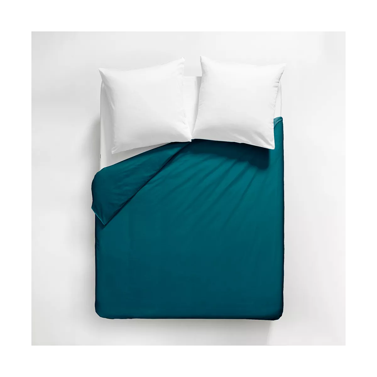 Garnier Thiebaut Housse De Couette Satin De Coton 120 Fils/cm² Coloris Vert Canard Ava Uni Canard