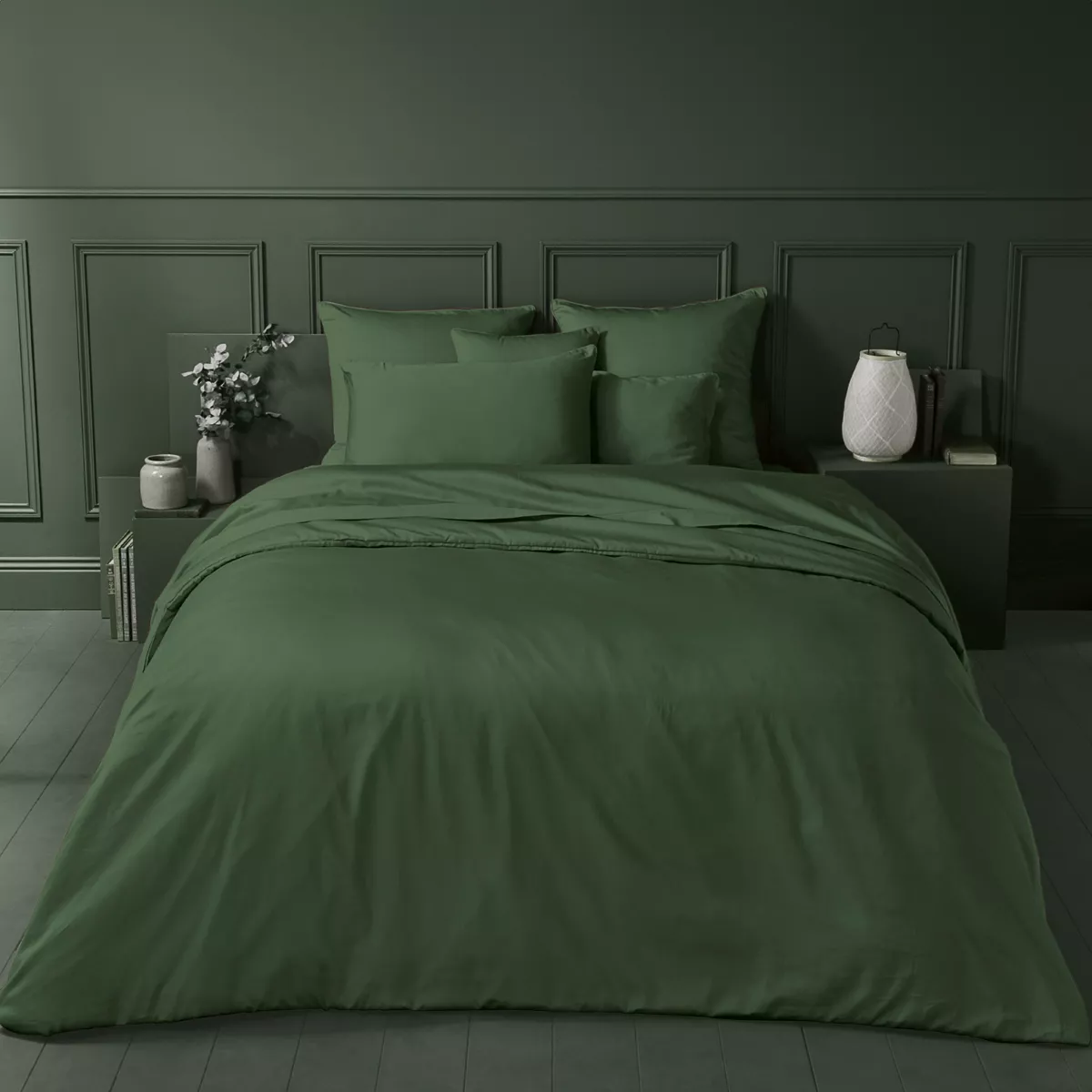 garnier thiebaut Housse de couette satin de coton 120 fils/cm² coloris vert sauge Ava uni sauge