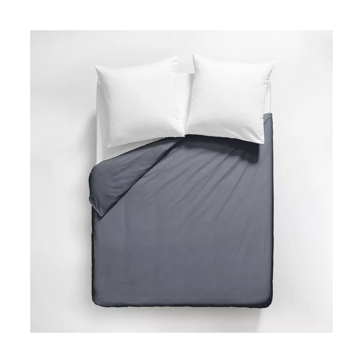 Garnier Thiebaut Housse De Couette Satin De Coton 120 Fils/cm² Coloris Anthracite Titane Ava Uni Titane