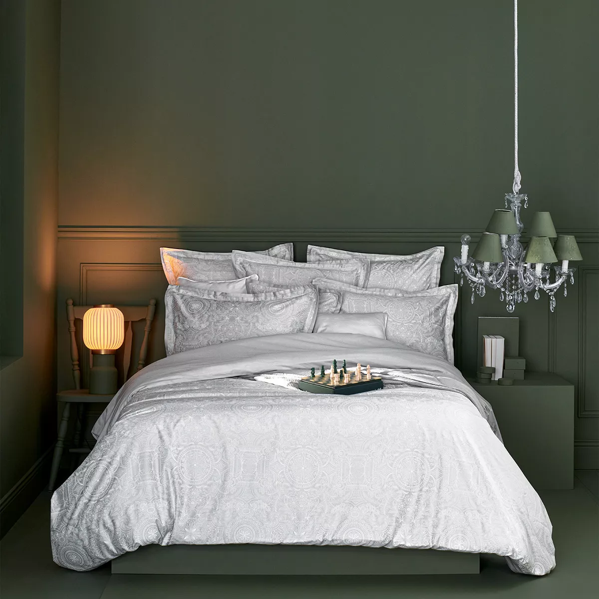 garnier thiebaut Housse de couette satin de coton 120 fils/cm² coloris gris argent Nuits perses argent