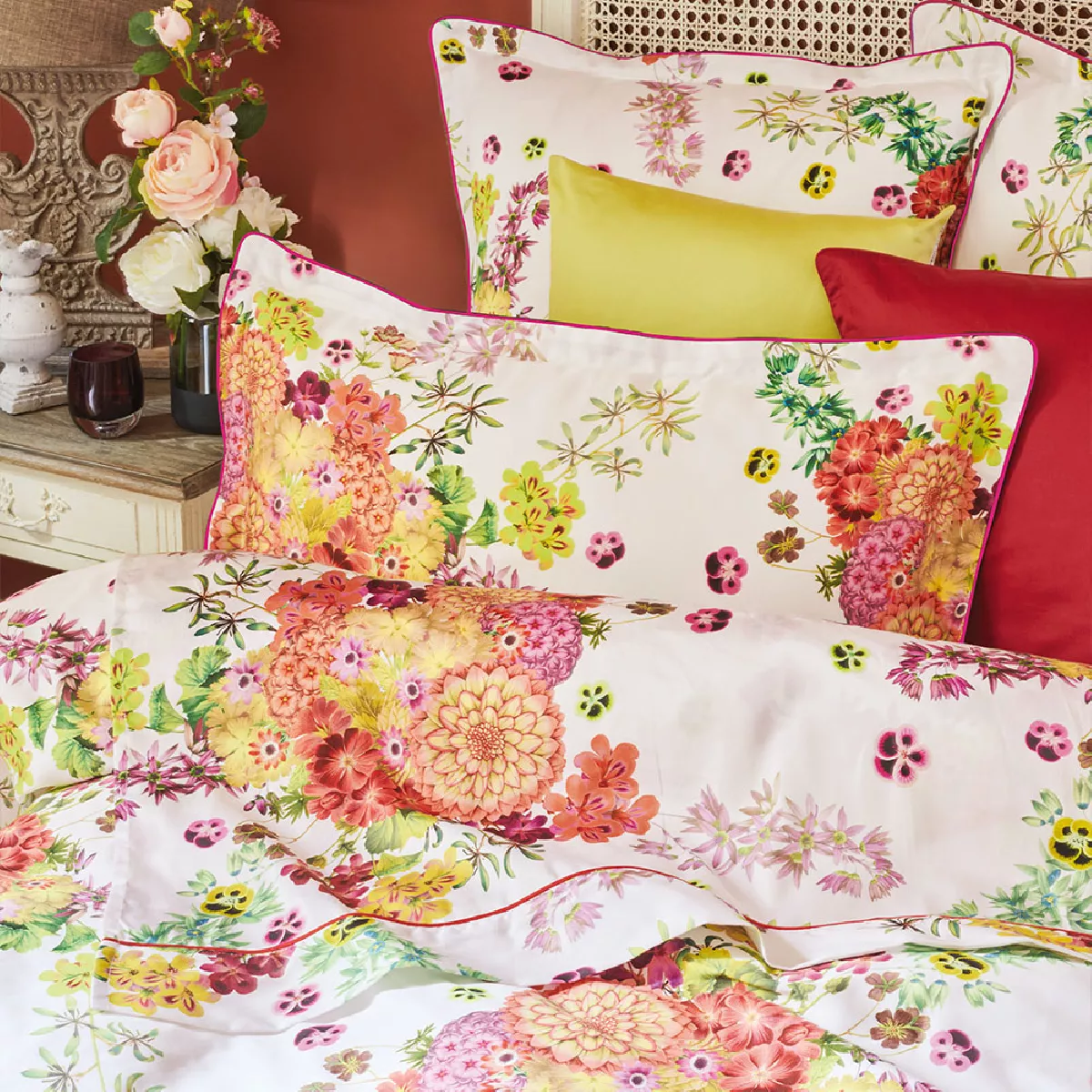 Garnier Thiebaut Housse De Couette Satin De Coton 120 Fils/cm² Coloris Multicolore Floraison Bouquet De Printemps Floraison