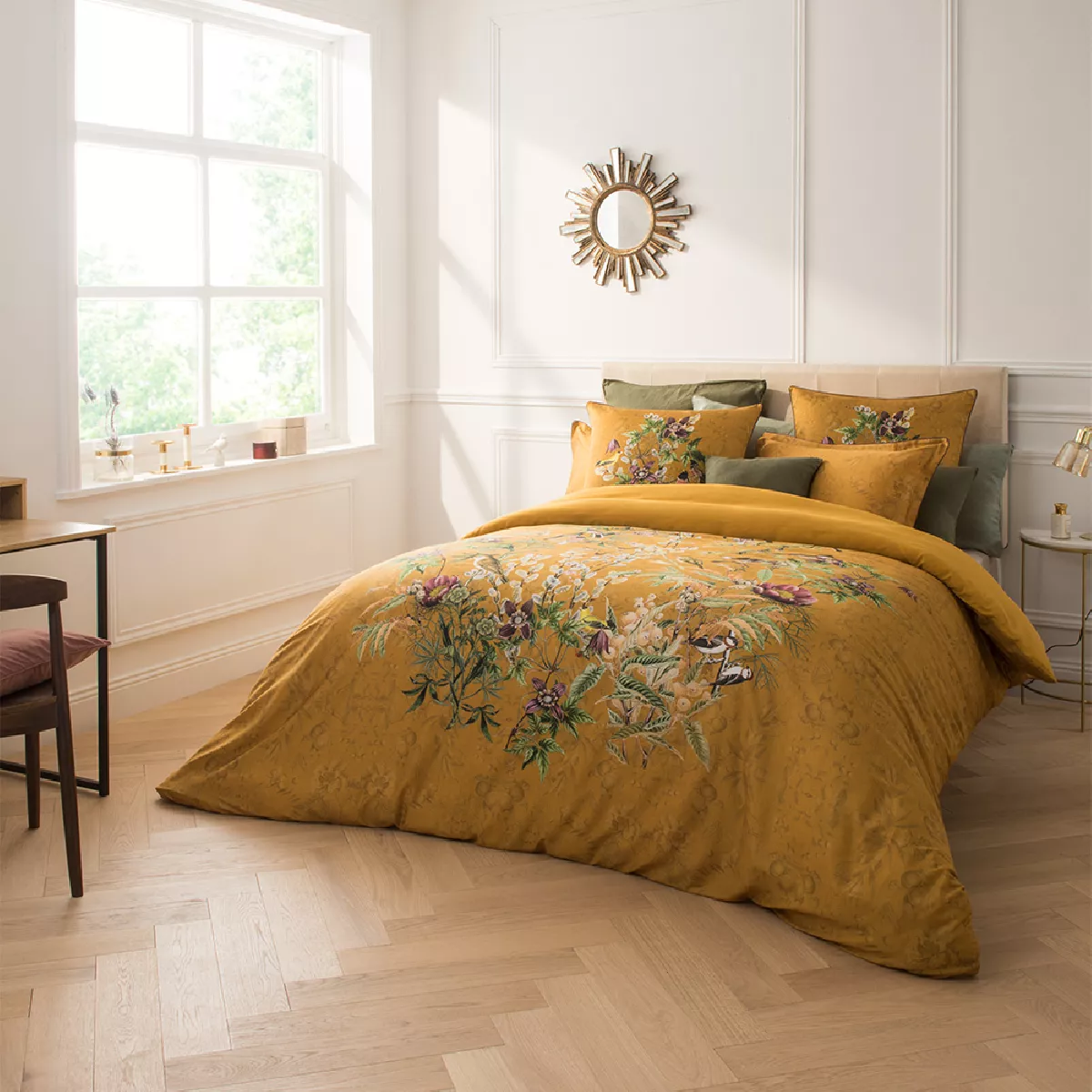 Garnier Thiebaut Housse De Couette Satin De Coton 120 Fils/cm² Coloris Multicolore Curry Chants D'oiseaux Curry