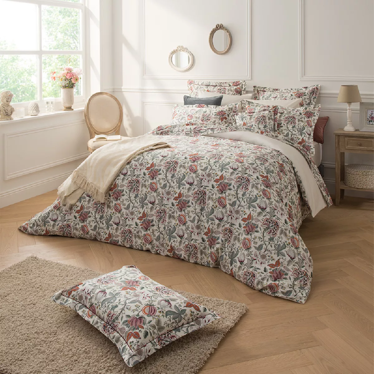 garnier thiebaut Housse de couette satin de coton 120 fils/cm² coloris multicolore angora Camille angora