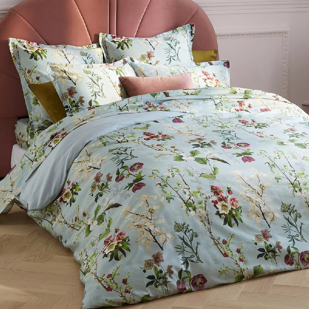 Garnier Thiebaut Housse De Couette Satin De Coton 120 Fils/cm² Coloris Multicolore Givre Hellebore Givre