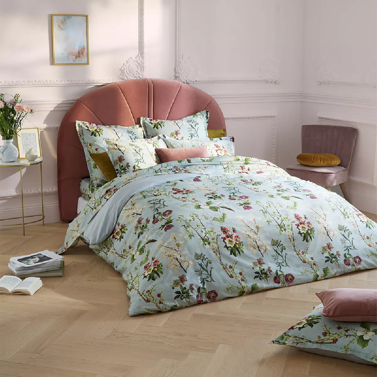 garnier thiebaut Housse de couette satin de coton 120 fils/cm² coloris multicolore givre Hellebore givre