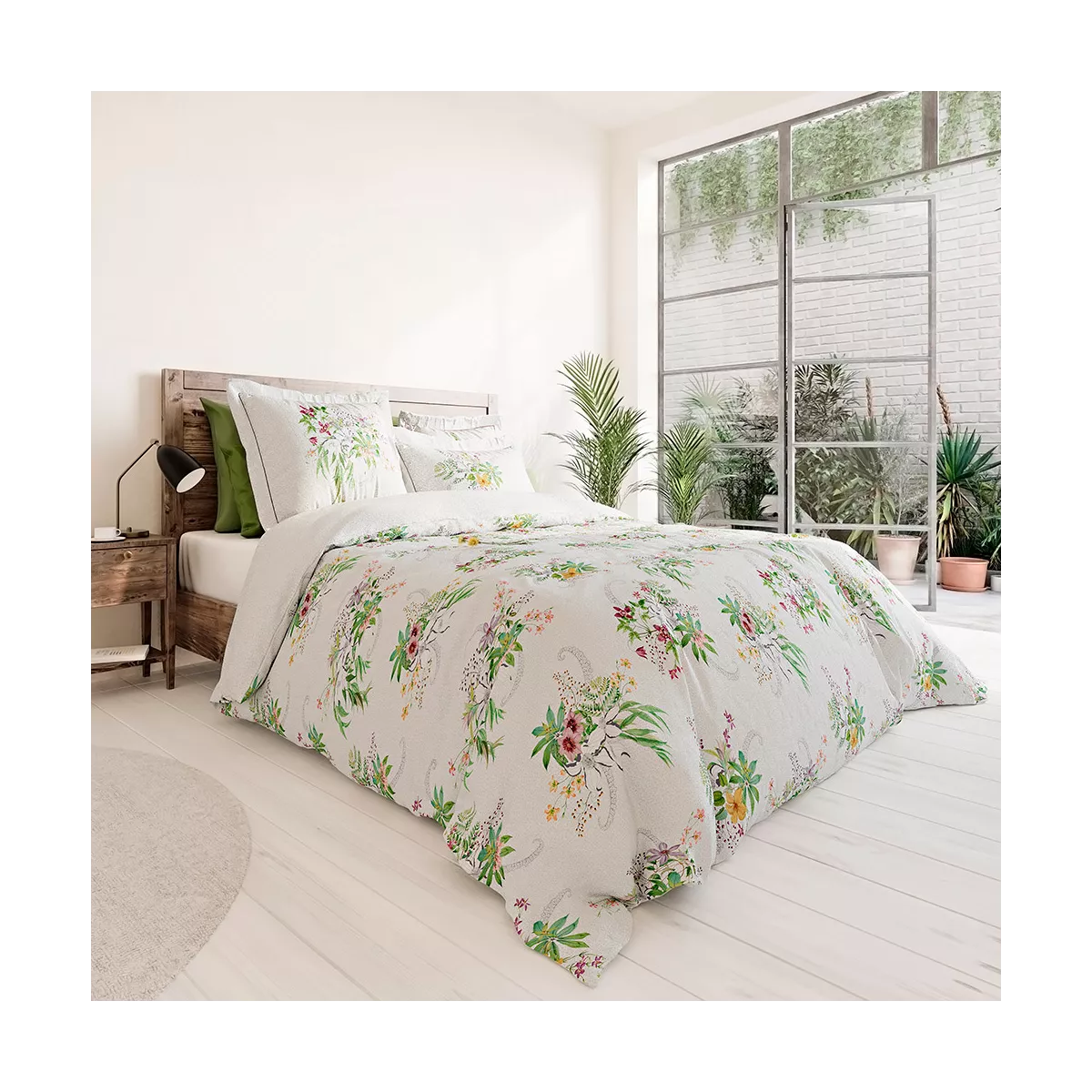 garnier thiebaut Housse de couette satin de coton 120 fils/cm² coloris multicolore printemps Clematites printemps