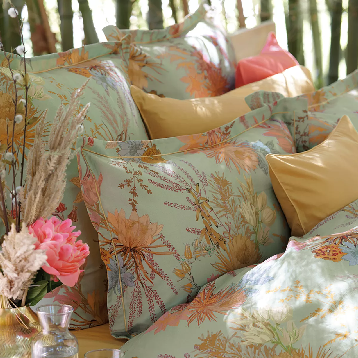 Garnier Thiebaut Housse De Couette Satin De Coton 120 Fils/cm² Coloris Multicolore Opale Fleurs Du Desert Opale