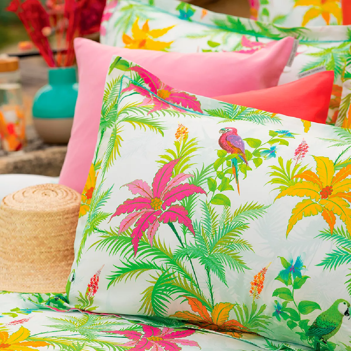 Garnier Thiebaut Housse De Couette Satin De Coton 120 Fils/cm² Coloris Multicolore Summer Paradisio Summer
