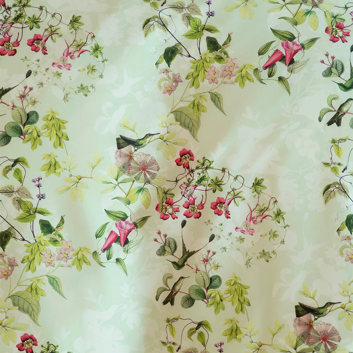 Garnier Thiebaut Housse De Couette Satin De Coton 120 Fils/cm² Coloris Multicolore Vert D'eau Foliage Vert D'eau