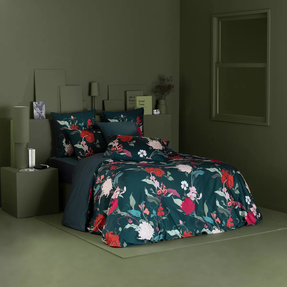 garnier thiebaut Housse de couette satin de coton 120 fils/cm² coloris vert crepuscule Parfums crepuscule