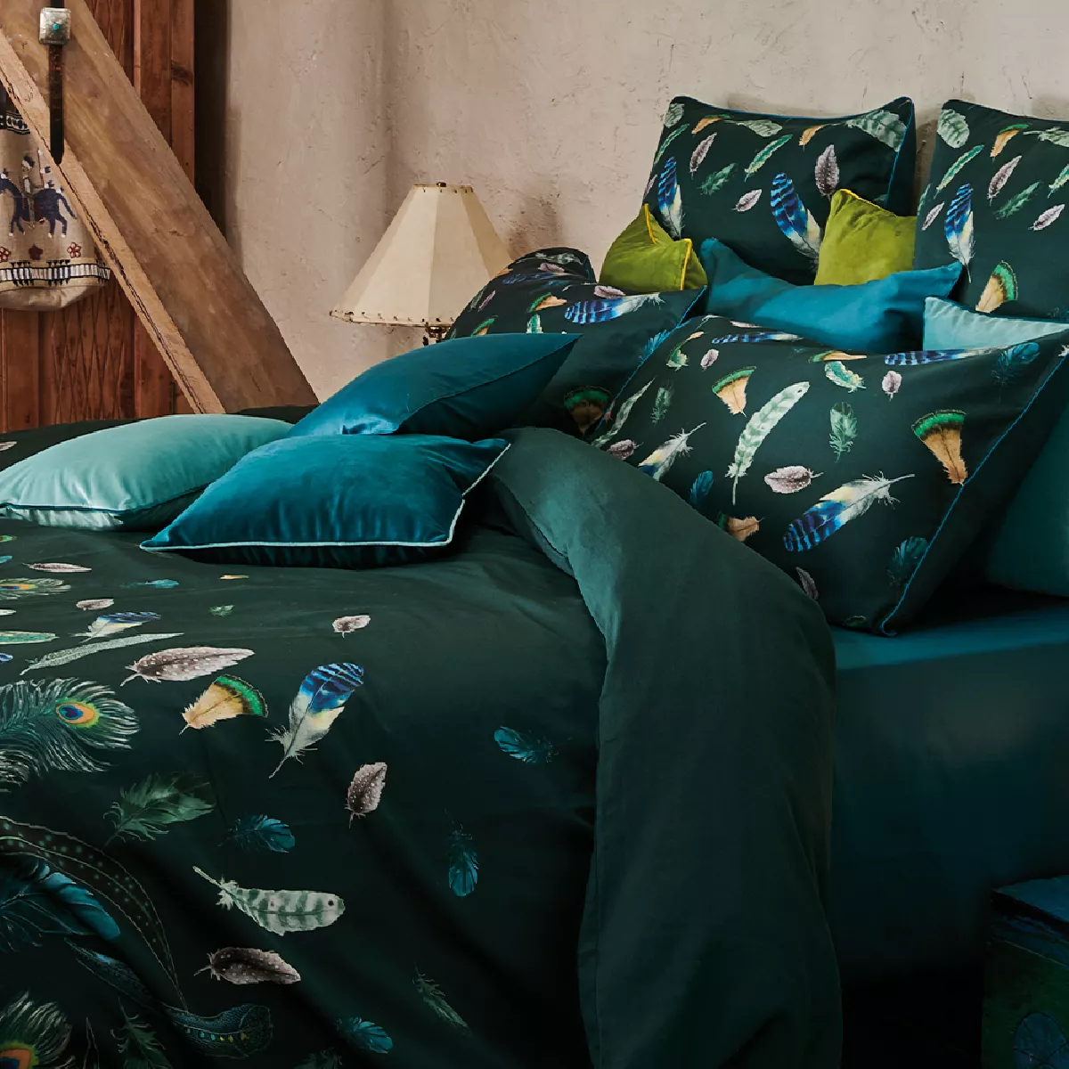 Garnier Thiebaut Housse De Couette Satin De Coton 120 Fils/cm² Coloris Vert Green Feathers Green