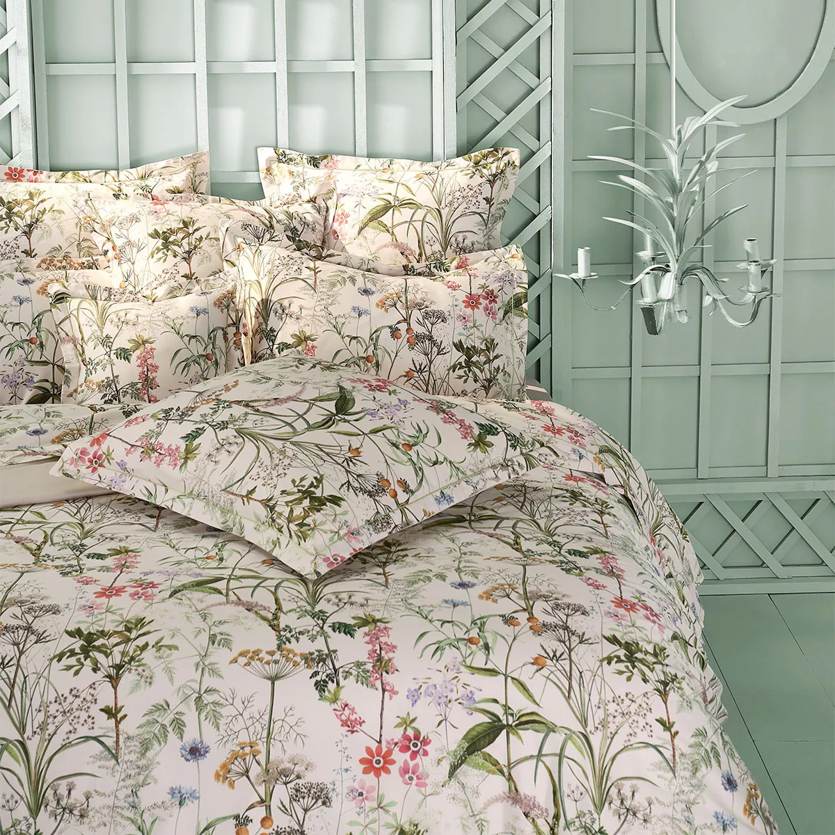 Garnier Thiebaut Housse De Couette Satin De Coton 120 Fils/cm² Coloris Rose Beige Prairie Legere Beige