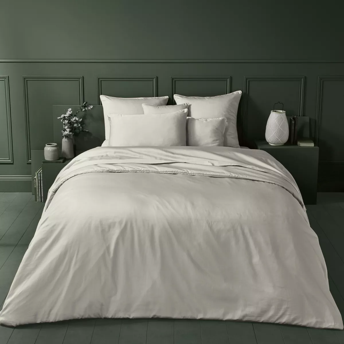 garnier thiebaut Housse de couette satin de coton 120 fils/cm² coloris beige lin Ava uni lin