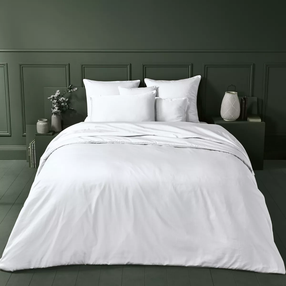 garnier thiebaut Housse de couette satin de coton 120 fils/cm² coloris blanc blanc Ava uni blanc