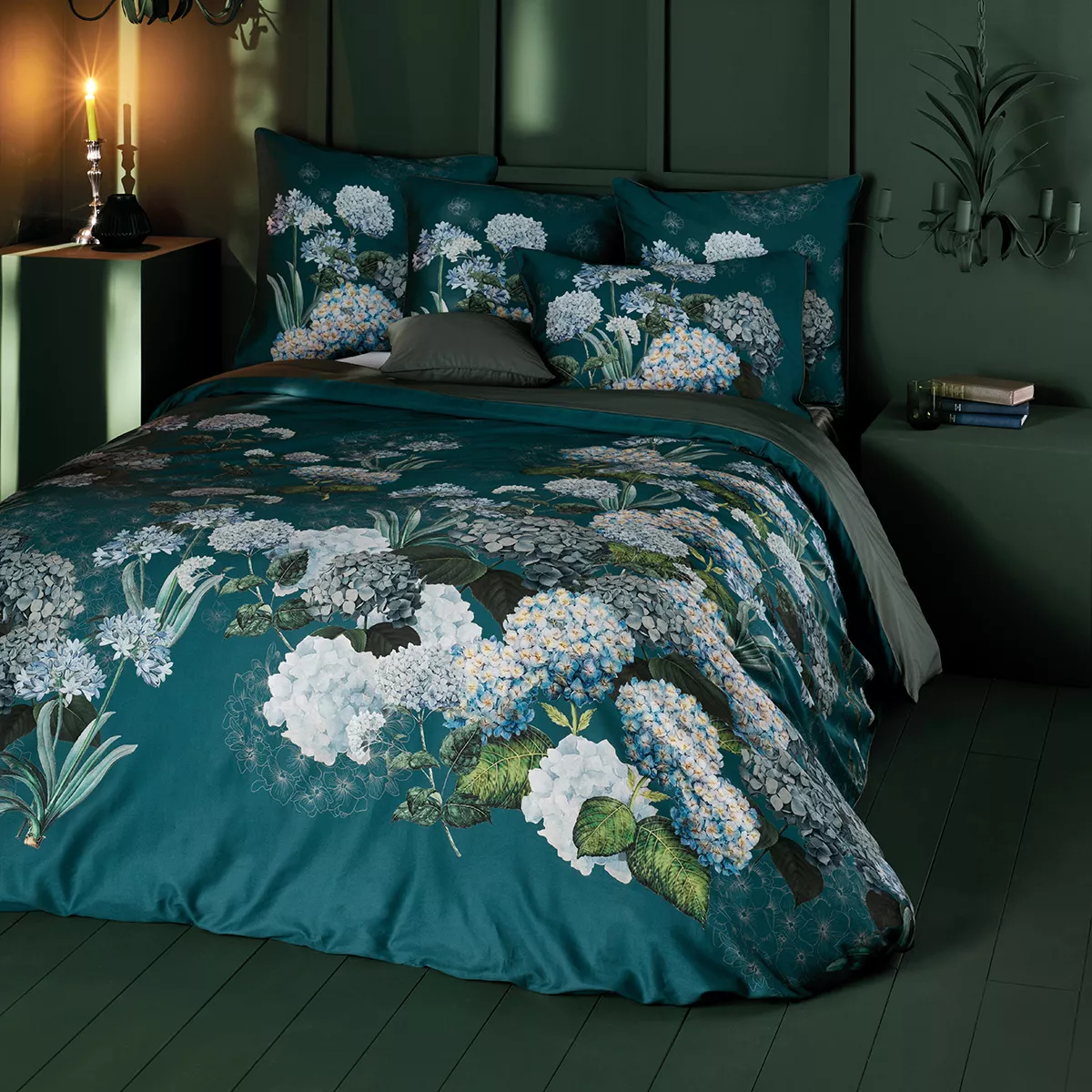 Garnier Thiebaut Housse De Couette Satin De Coton 120 Fils/cm² Coloris Bleu Canard Maelys Satin Canard