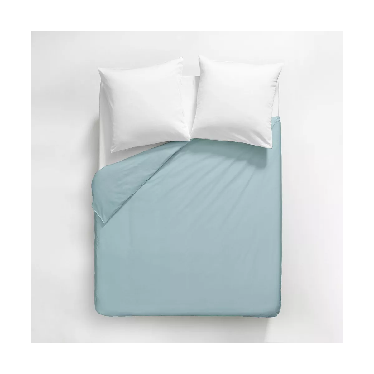 Garnier Thiebaut Housse De Couette Satin De Coton 120 Fils/cm² Coloris Bleu Mint Ava Uni Mint