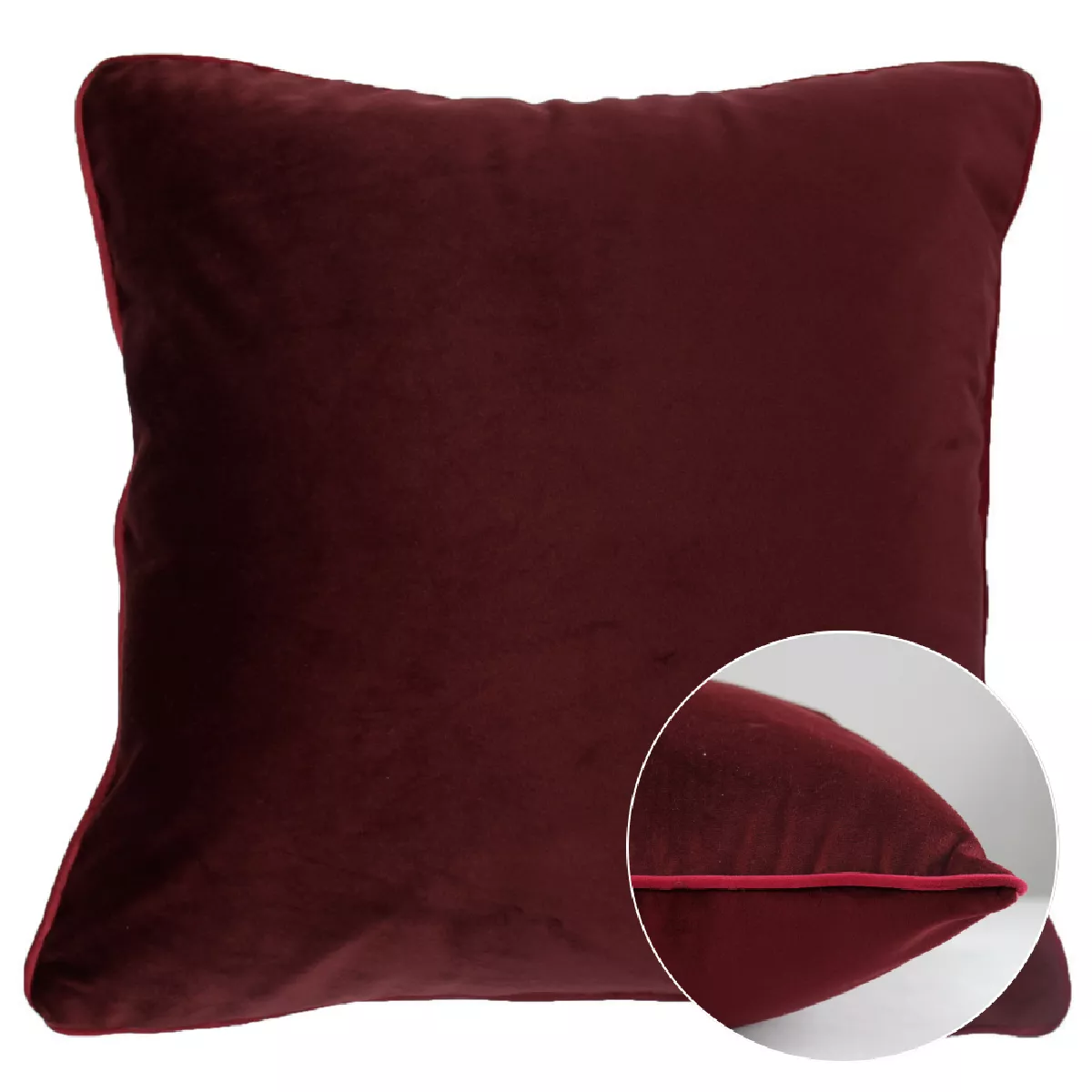 Garnier Thiebaut Housse De Coussin Polyester Antitache Déperlant Coloris Bordeaux Bordeaux-rose Velours Uni Bordeaux-rose