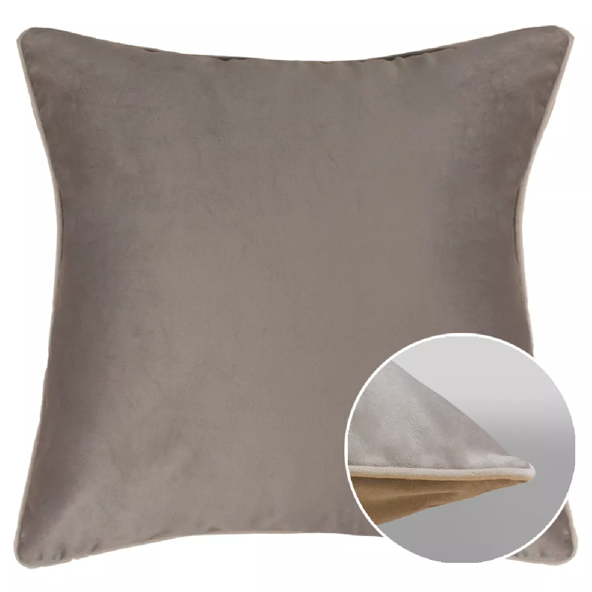 Garnier Thiebaut Housse De Coussin Polyester Antitache Déperlant Coloris Brun Taupe-latte Velours Uni Taupe-latte
