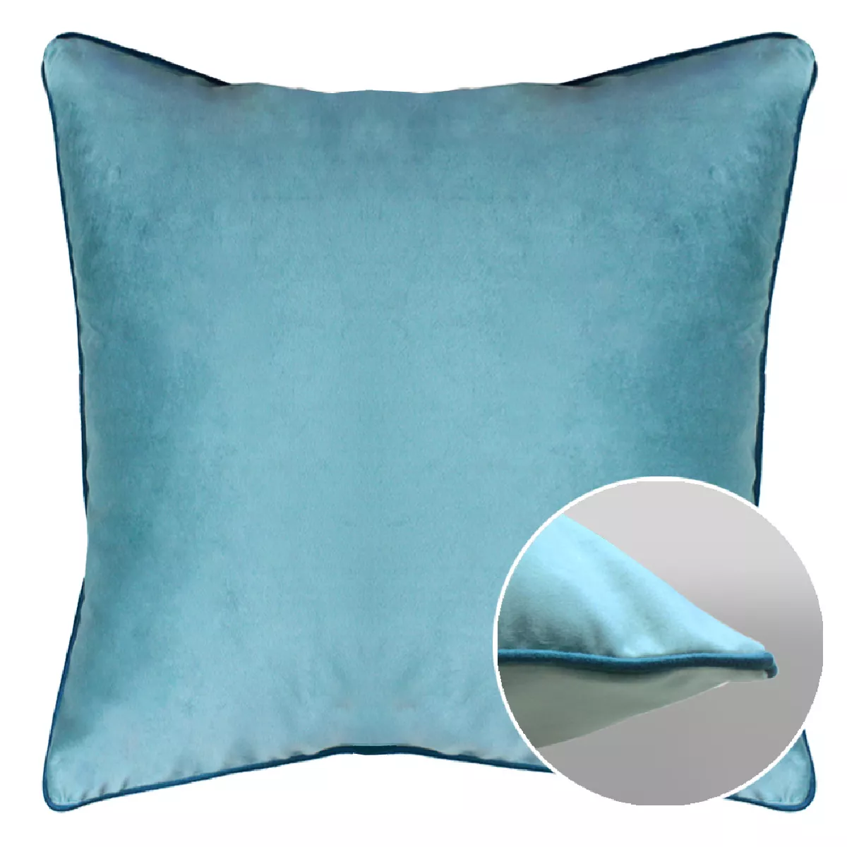 Garnier Thiebaut Housse De Coussin Polyester Antitache Déperlant Coloris Bleu Givre-canard Velours Uni Givre-canard