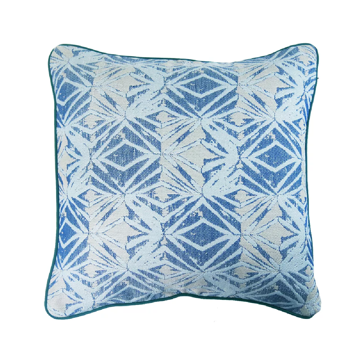 garnier thiebaut Housse de coussin pur coton coloris bleu turquoise Prismes turquoise