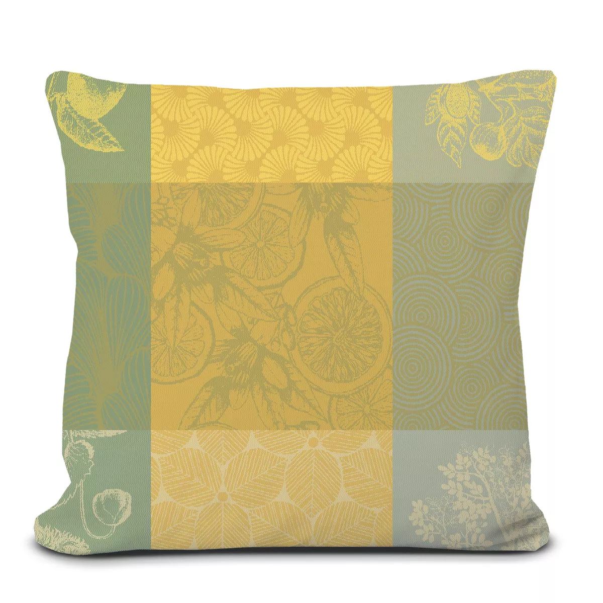 garnier thiebaut Housse de coussin pur coton coloris jaune limoni Mille parfums limoni