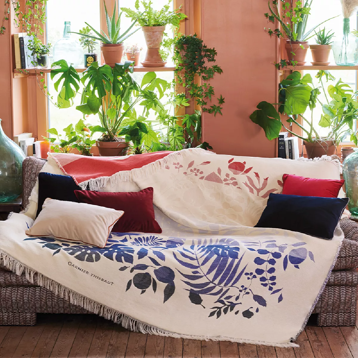 garnier thiebaut Jete de canape pur coton coloris multicolore pampa Tangerine pampa
