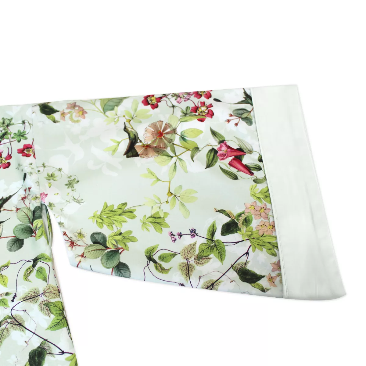 Garnier Thiebaut Kimono Court Satin De Coton 120 Fils/cm² Coloris Bleu Vert D'eau Foliage Vert D'eau