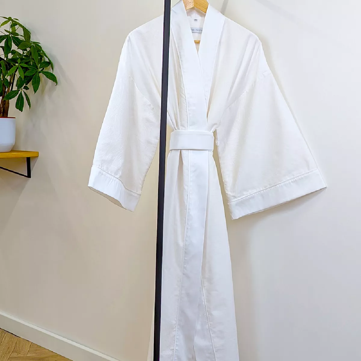 Garnier Thiebaut Kimono Long Satin De Coton 120 Fils/cm² Coloris Blanc White Flower Power White