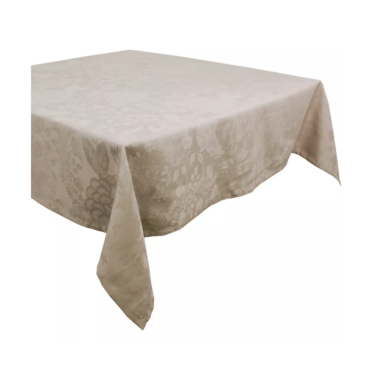 Garnier Thiebaut Linge De Table Métis Lin & Coton Antitache Déperlant Beige Naturel Modèle Mille Giverny Naturel