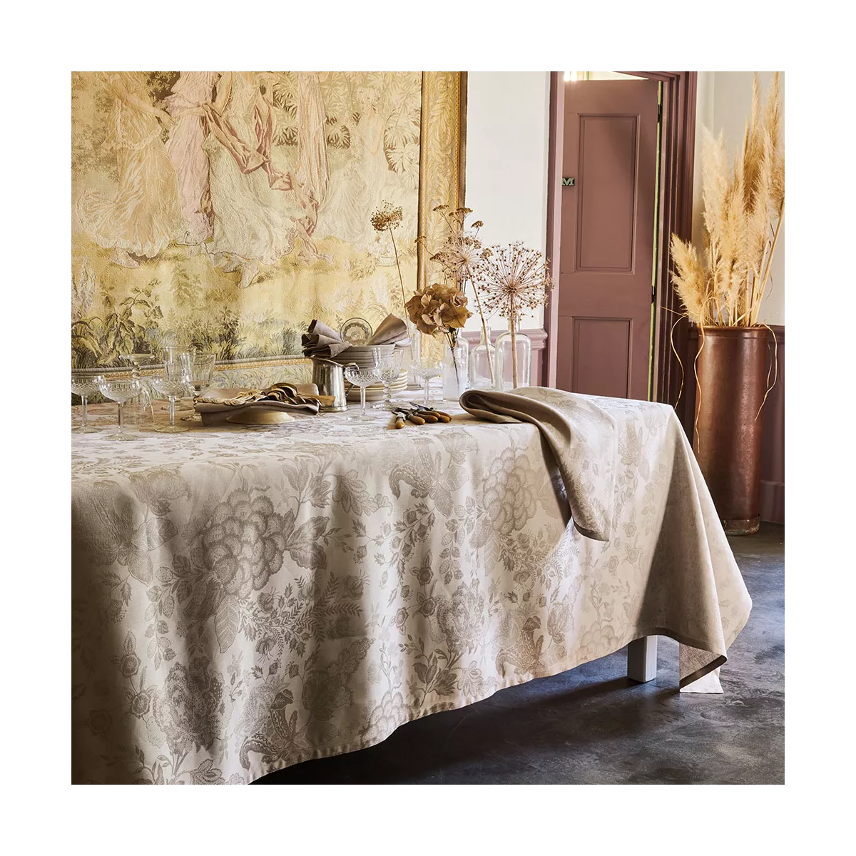 garnier thiebaut Linge de table métis lin & coton antitache déperlant beige naturel Modèle mille giverny naturel